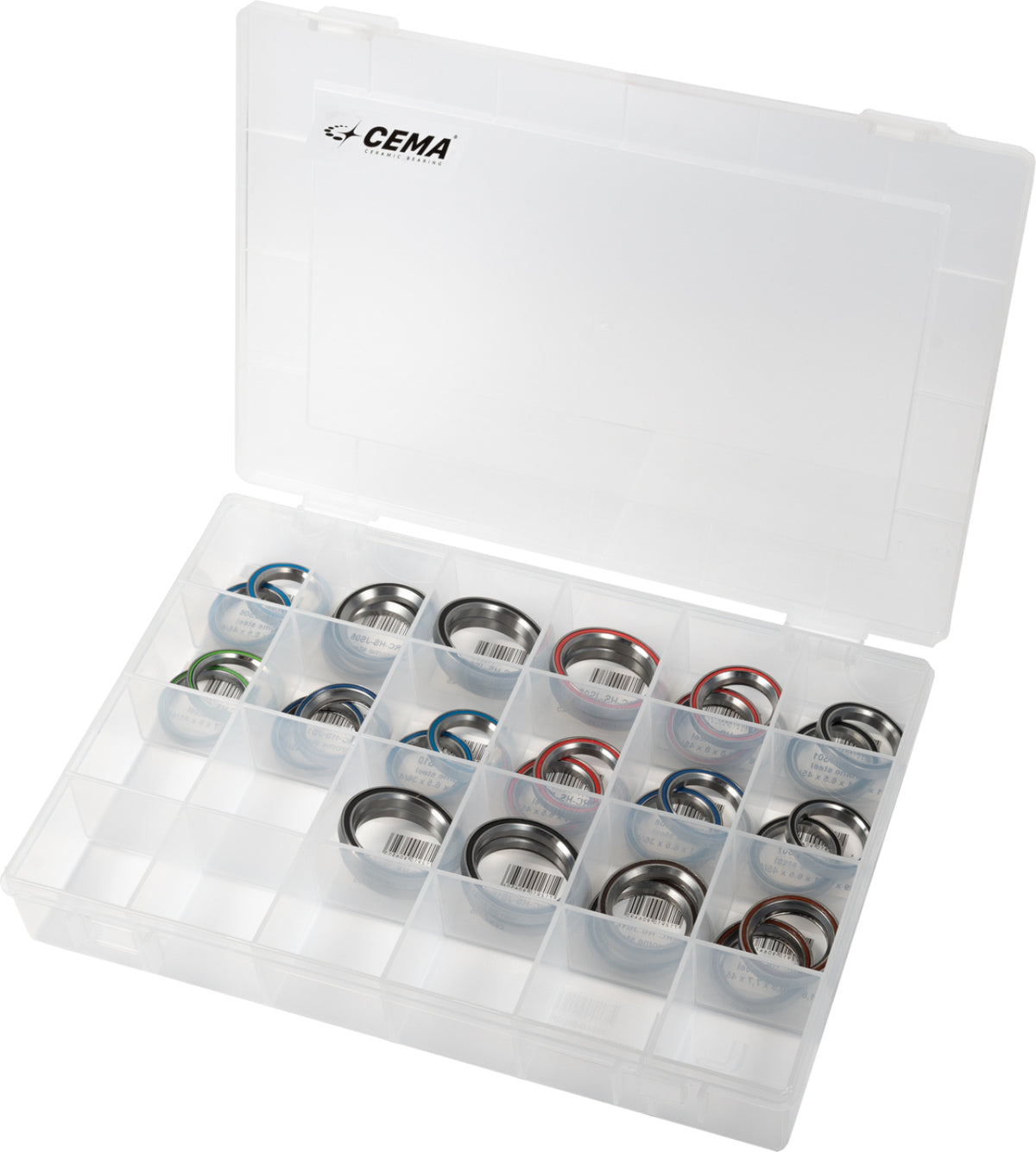 Cema Headset Bearing Box Shop Quality. 32 Pcs Assorted Black, Workshop Quality Box Contain
