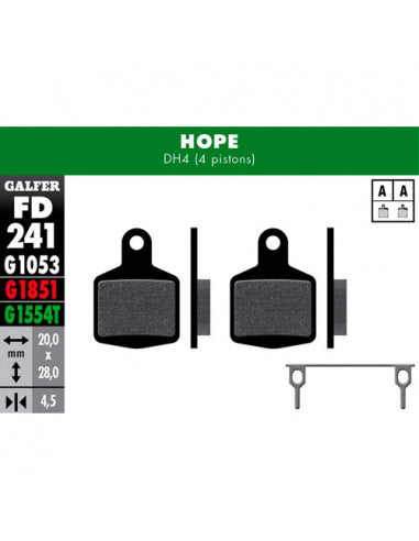 GALFER Bike Pastillas Fd (kit 4) Std Hope dh4 (4 Pistones) GALFER - GALFER BIKE | ARS Bike Parts