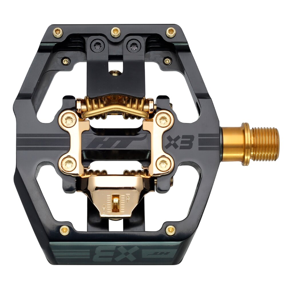 Pedales Descenso-Enduro HT X3 Eje Titanio Limited Edition (stealth Black/Mecanismo Dorado)