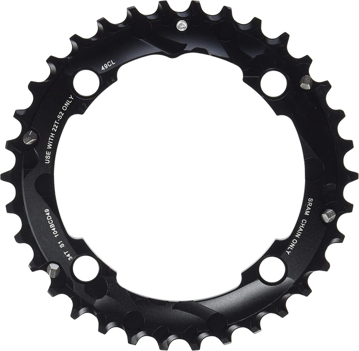 Plato MTB 34D 104 Al5 2x10 Pin Mediano Negro Mate