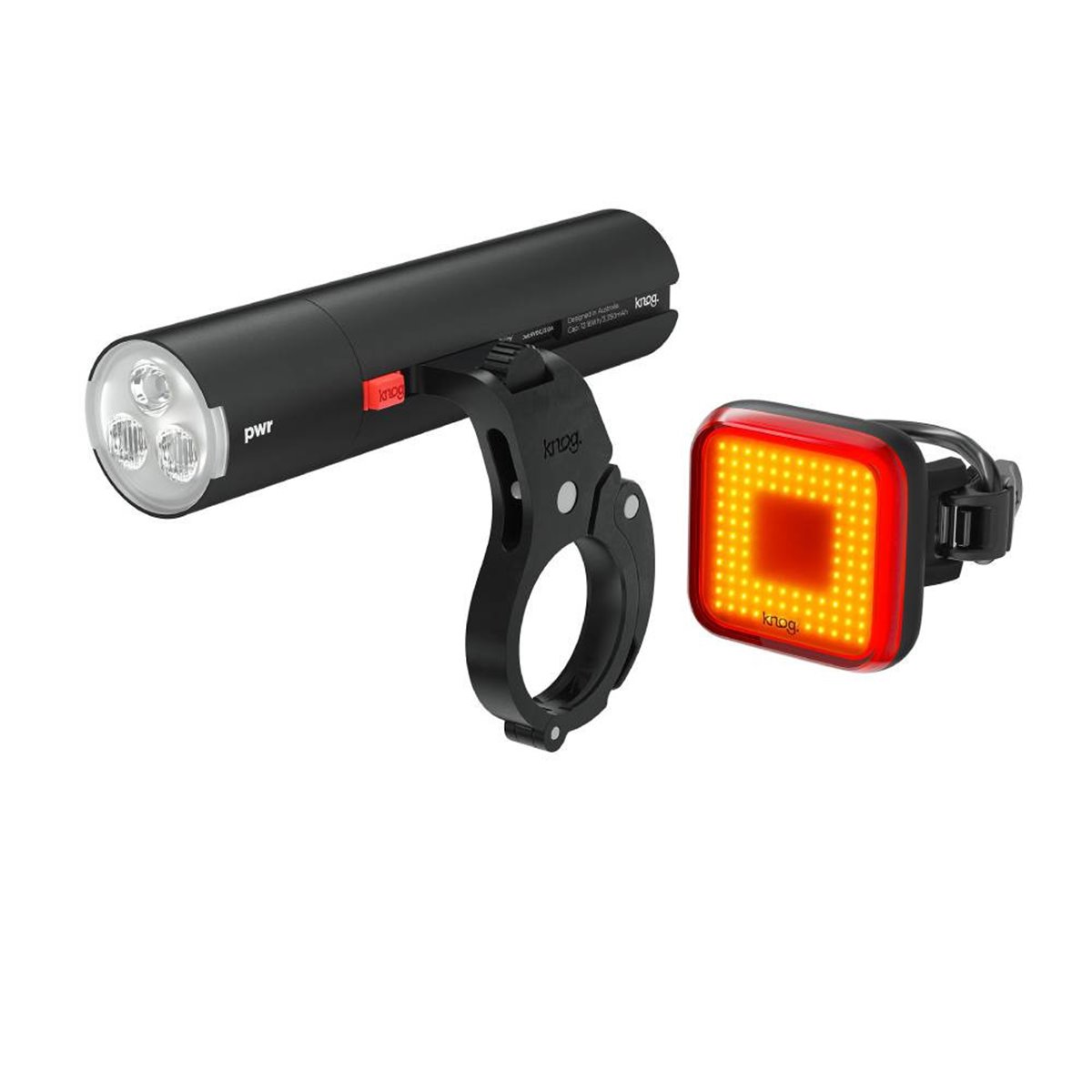 juego luces knog pwr road 700 + blinder square trasera
