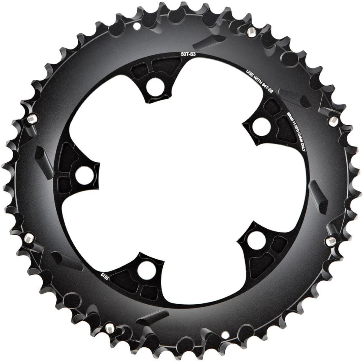 Plato Carretera Red B2 X-Glide 52t Yaw 11 Velocidades S2 110 Alum 5mm Negro Blast 2-Piezas