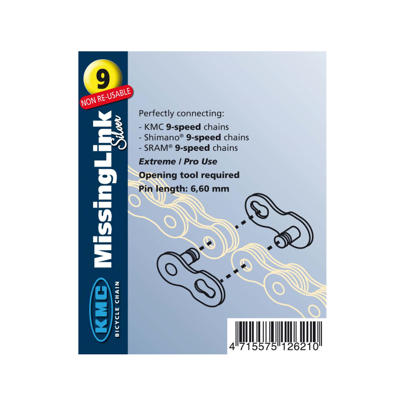 2 Enganches Cadena Kmc No Reutilizables 9v Plata - KMC | ARS Bike Parts