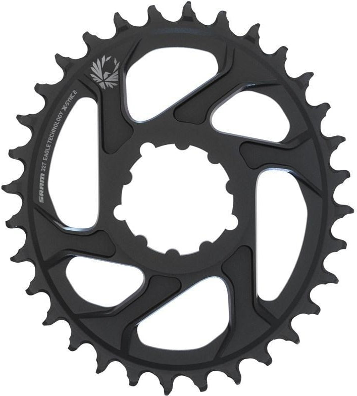Plato X-Sync 2 Ovalado 32D Direct Mount Offset 6 mm Aluminio Eagle Negro