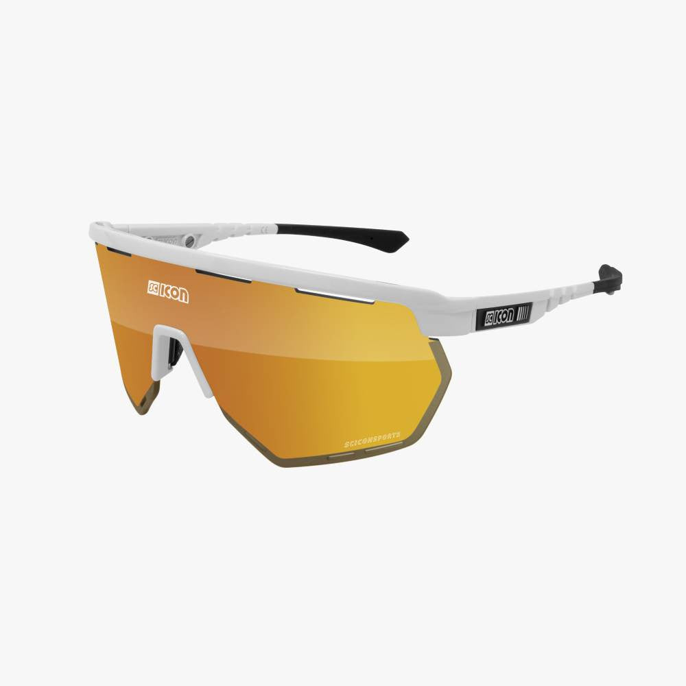 Gafas SCICON Aerowing Blanco Brillante (lente Multiespejo Bronce) - SCICON | ARS Bike Parts