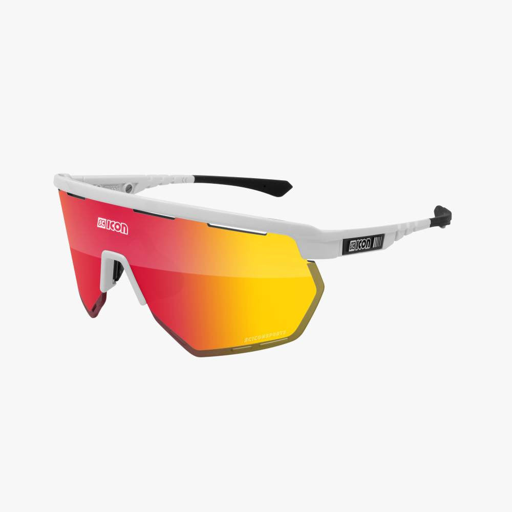 Gafas SCICON Aerowing Blanco Brillante (lente Multiespejo Roja) - SCICON | ARS Bike Parts