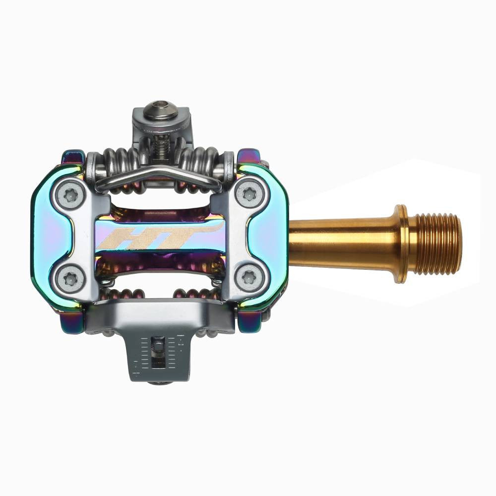 Pedales Cross Country HT M2 Eje Titanio (oil Slick)