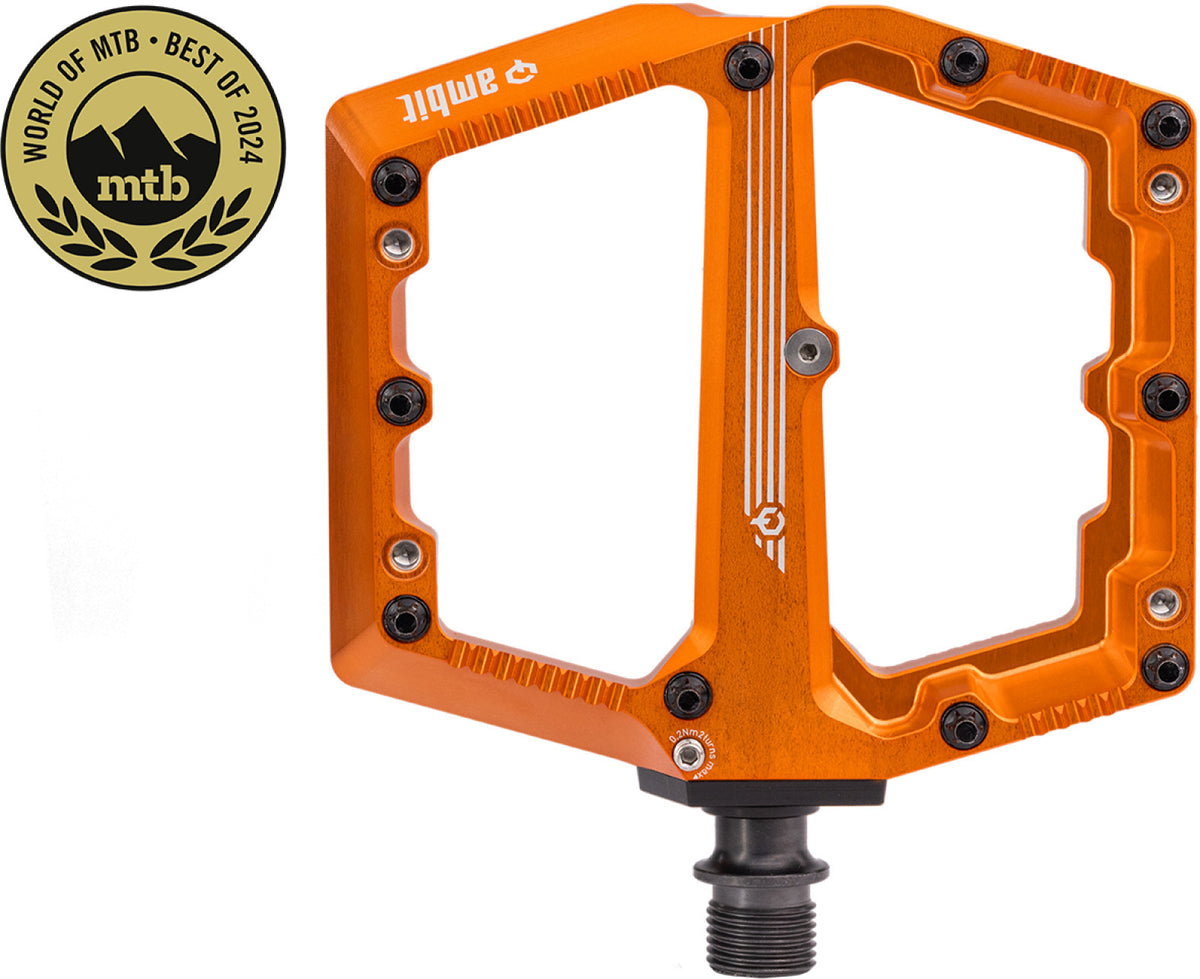 Ambit Enduro Flat Pedal Medium, Crown Pins Orange