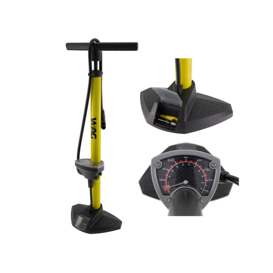 Bomba Taller Acero con Manometro Amarilla WAG - WAG | ARS Bike Parts