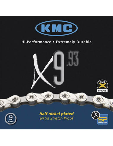 Cadena Kmc x9 114 Eslabones Plata-Gris 9v - KMC | ARS Bike Parts