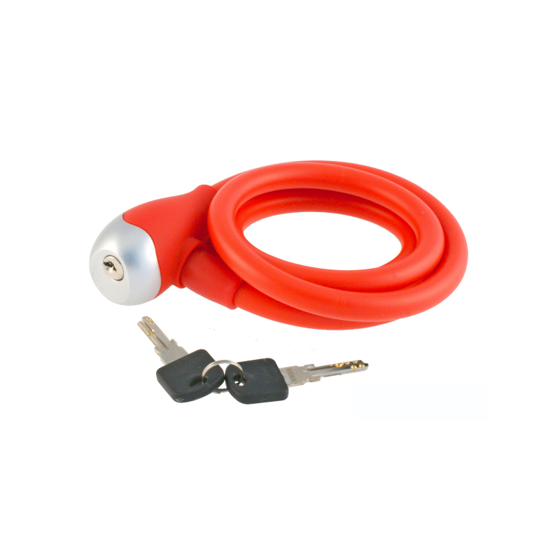 Candado Cable Espiral Silicon Ø 12 Rojo WAG - WAG | ARS Bike Parts