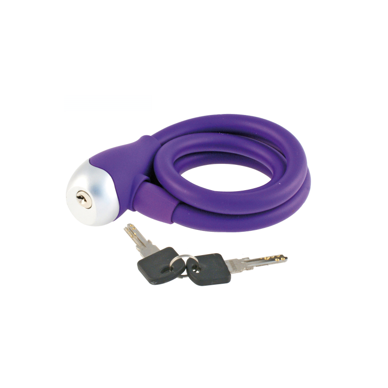 Candado Cable Espiral Silicon Ø 12 Violeta WAG - WAG | ARS Bike Parts