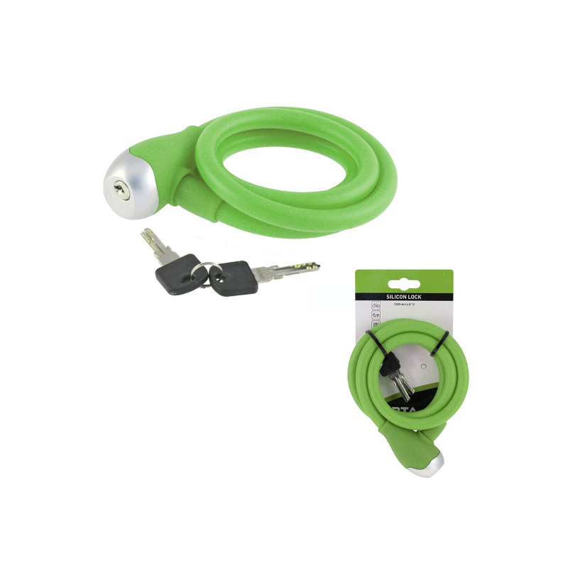 Candado Espiral Silicona 12x1200mm Verde WAG - WAG | ARS Bike Parts