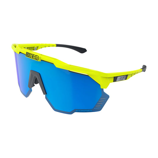 Gafas Scicon Aeroshade Kunken Amarillo Neón (lente Multiespejo Azul)
