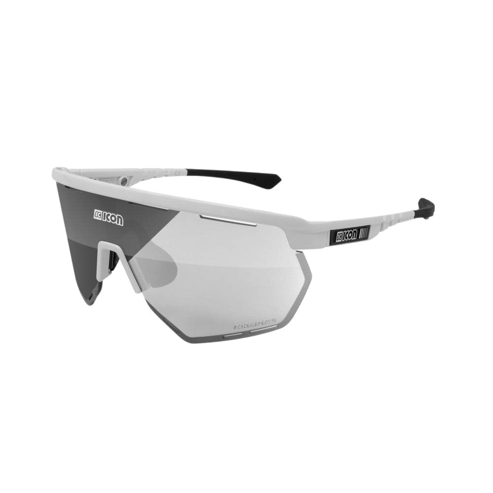 Gafas SCICON Aerowing Blancas (Lente Fotocromática Plata Espejo) - ARS Bike