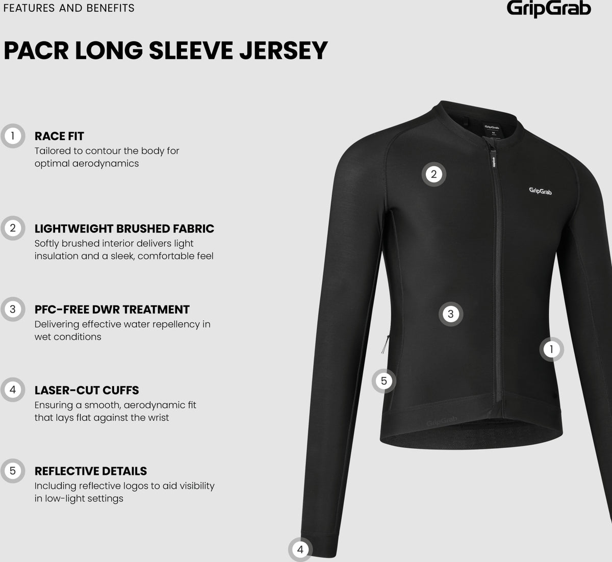 Gripgrab Pacr Long Sleeve Jersey Men's, S, Black