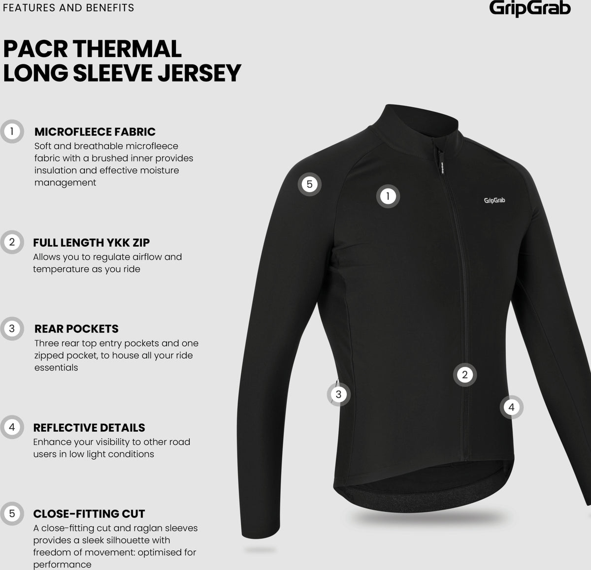 Gripgrab Pacr Thermal Long Sleeve J Men's, S, Black