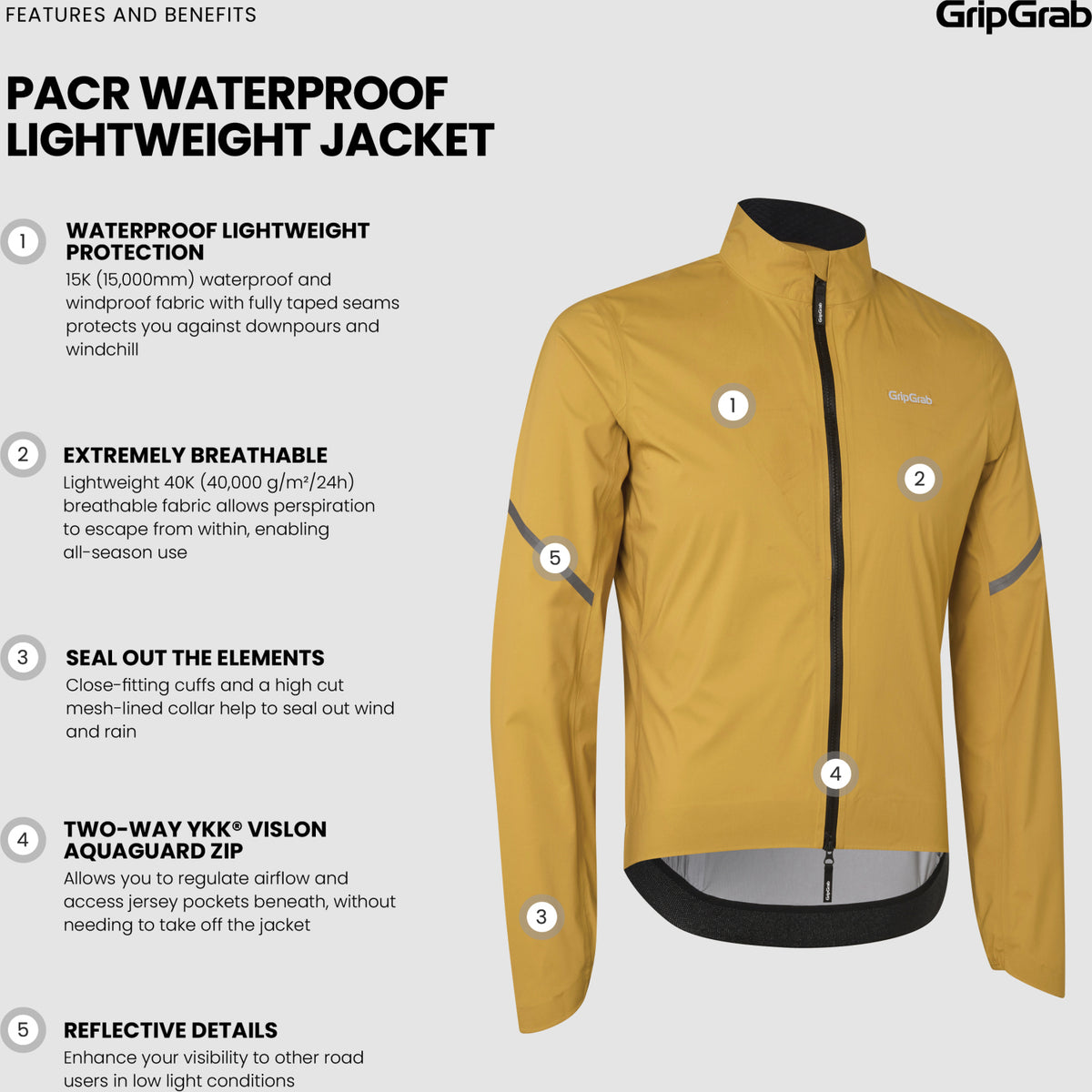 Gripgrab Pacr Waterproof Lightweigh Jacket, Men's, S, Black