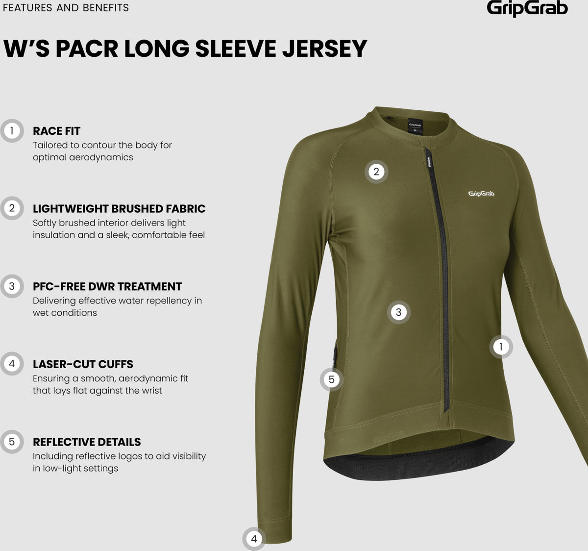 Gripgrab W's Pacr Long Sleeve Jerse Women's, XS, Black