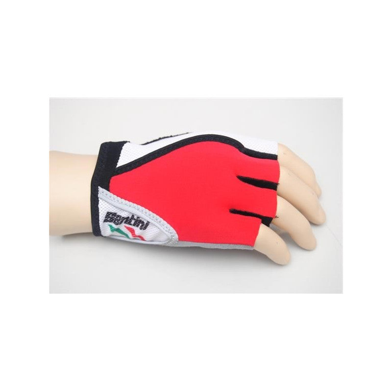 Guantes Cortos Santini Gel Neg/Bla/Rojo T-XL *