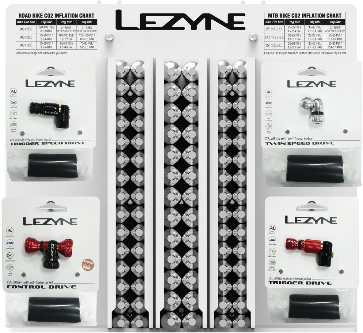Expositor de pared para lamas Lezyne CO2 POP
