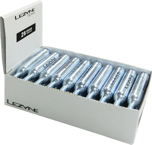 Caja expositora de cartuchos de CO2 Lezyne 25g, Plata, 25 ud.