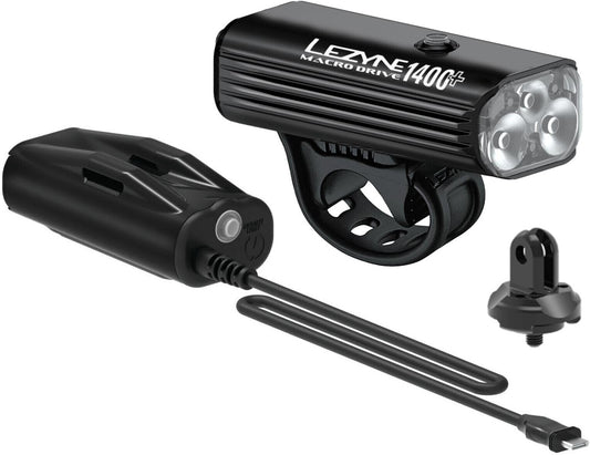 Luz delantera Lezyne Macro Drive 1400+ Loaded 1400 Lúmenes Recargable USB-C Negro Satinado