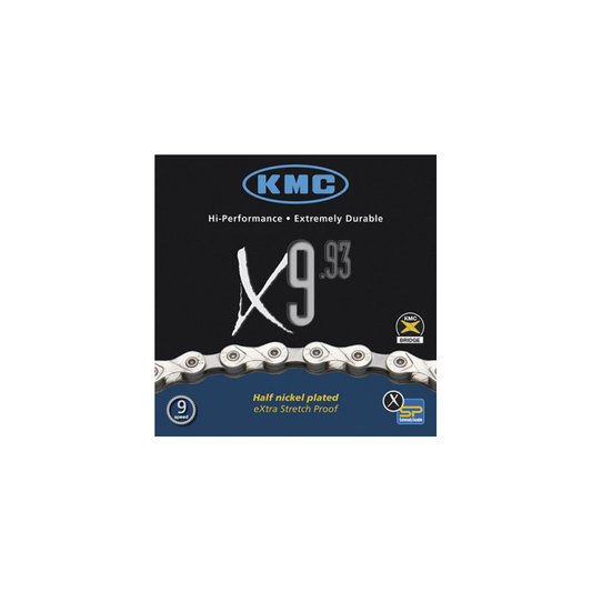 Cadena KMC X9 114 Eslabones Plata-Gris 9v