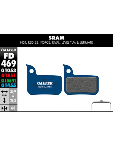 GALFER Bike Pastillas Fd Road SRAM Red 22-force-riva Azul Galf - GALFER BIKE | ARS Bike Parts