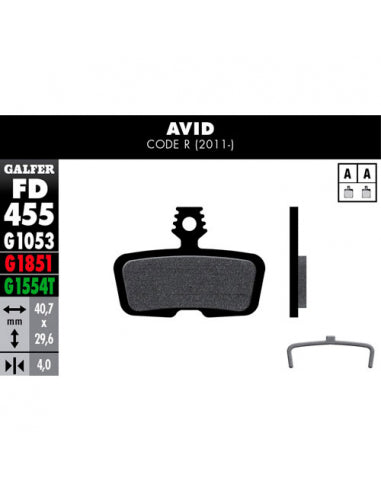 GALFER Bike Pastillas Fd Std Avid Code R (2011-) GALFER - GALFER BIKE | ARS Bike Parts