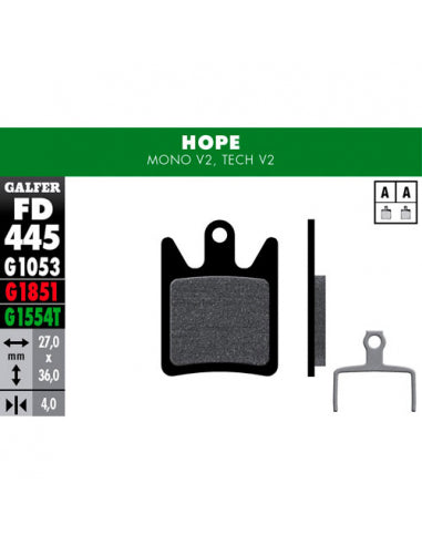 GALFER Bike Pastillas Fd Std Hope Mono v2, Tech v2 GALFER - GALFER BIKE | ARS Bike Parts