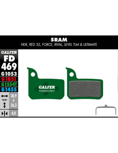 GALFER Bike Pastillas Fd Verde Road SRAM Red 22-force-riva Gal - GALFER BIKE | ARS Bike Parts