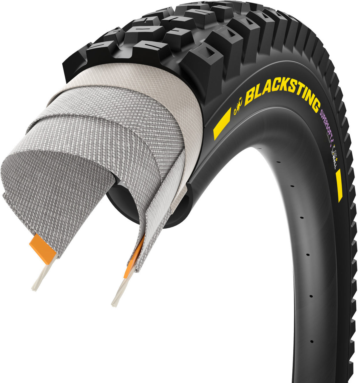 Cubierta Pirelli Scorpion Blacksting 27,5 X 2.4, Dhwall+, 60 X 2 Tpi, Tl Supersoft, Plata
