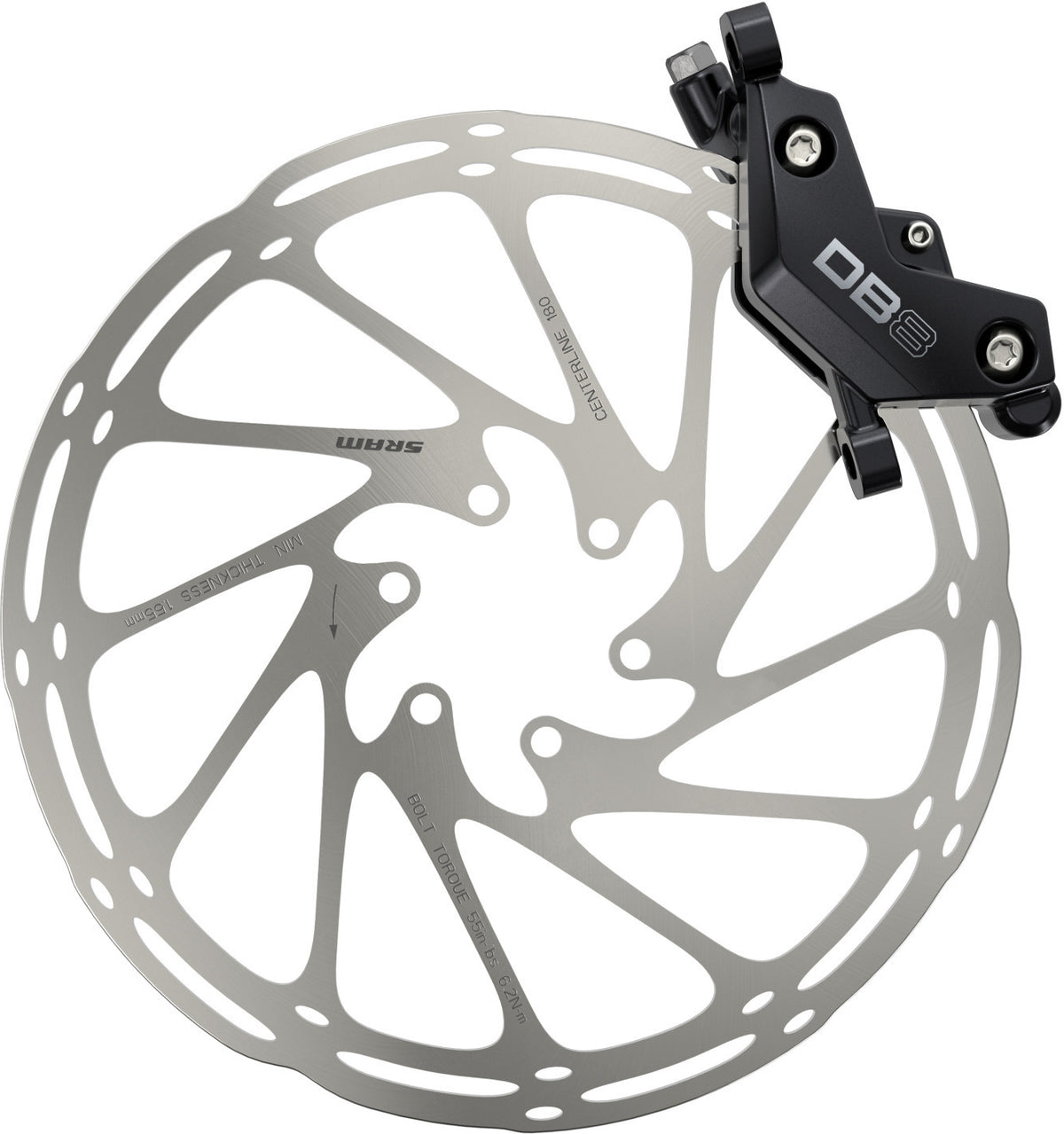 Freno Sram Db8 Stealth - Delantero Negro Brillante, Latiguillo 950mm Sin Disco / Adaptador