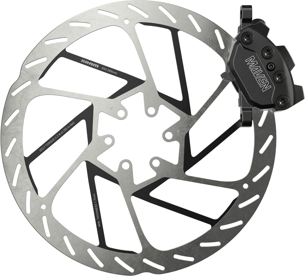Sram Maven Silver B1 - Vorne Schwarz Anodized, 950mm Leitung Ohne Rotor / Adapter