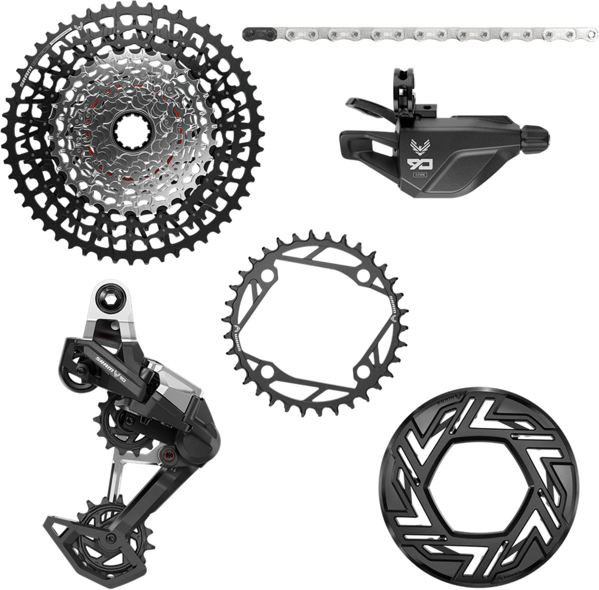 Sram Kit Eagle 90 T-Type E-MTB Ohne Kurbel, Für 104 Lochkreis