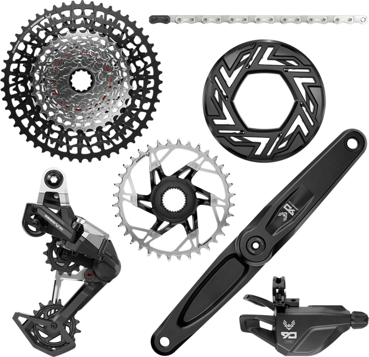 Sram Kit Eagle 90 T-Type E-MTB Ohne Kurbel, Für 104 Lochkreis