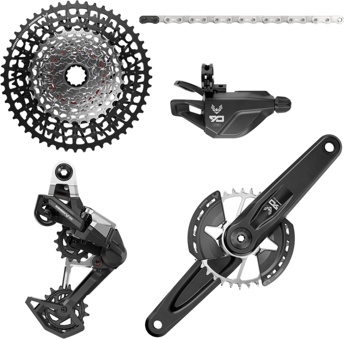 Sram Kit Eagle 90 T-Type 165mm Kurbel, Ohne Innenlager