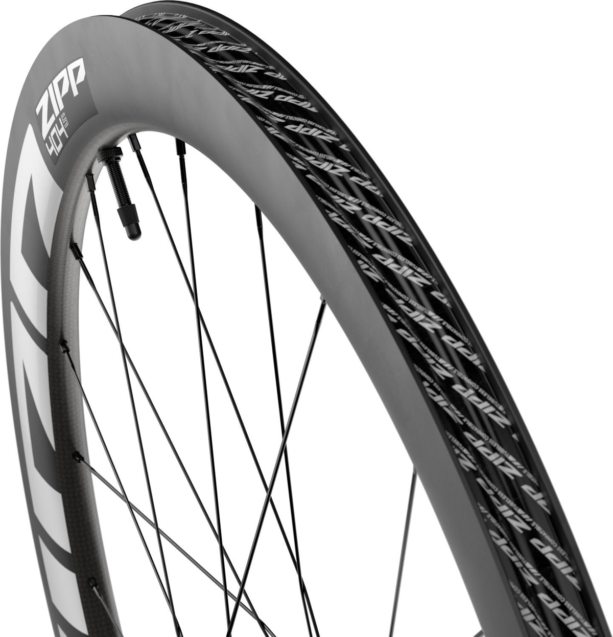 Zipp 404 S Disc Centerlock Vorne, Tubeless Grey Graphic